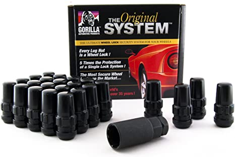 Gorilla Automotive 76604NBC Black 14mm x 2.00 Thread Size Chrome Finish Duplex Acorn Wheel Lock with 6-Lug Nut, (Pack of 24)