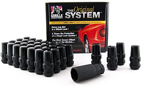Gorilla Automotive 76695NBC Black 9/16" Thread Size Chrome Finish Duplex Acorn Wheel Lock with 8-Lug Nut